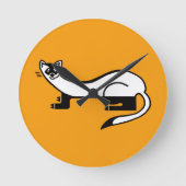 Wilde Tiere - Schwarzfüßer FERRET - Orange Runde Wanduhr (Vorderseite)