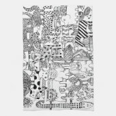 Wilde Tiere Spaß Moderne Schwarze und Weiße Kunst Geschirrtuch (Vertikal)