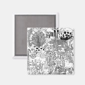 Wilde Tiere Spaß Moderne Schwarze und Weiße Kunst Magnet (Vorderseite/Rückseite)