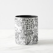 Wilde Tiere Spaß Moderne Schwarze und Weiße Kunst Tasse (Zentrum)