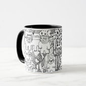 Wilde Tiere Spaß Moderne Schwarze und Weiße Kunst Tasse (Vorderseite Links)