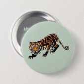Wilde Tiere - TIGER - WildkatzeGreen Button (Vorne & Hinten)