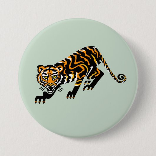 Wilde Tiere - TIGER - WildkatzeGreen Button (Vorderseite)