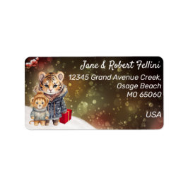 Wilde Tiere Winterverträumte Geschenke feierlich B Adressaufkleber