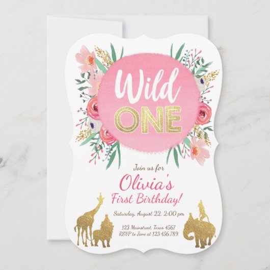 Wilde Tiere zum Geburtstag Einladung von Floral Go (Vorderseite)