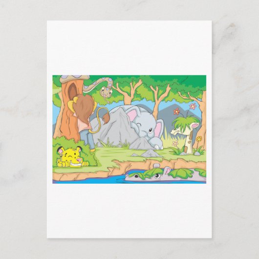 Wilde Tierfreunde, die versteckt bleiben und suche Postkarte (Vorderseite)