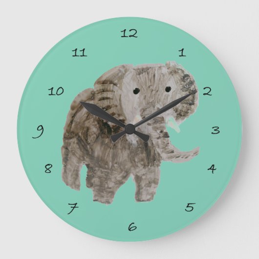 Wilde Tierwelt Elephant Art Große Wanduhr (Vorderseite)