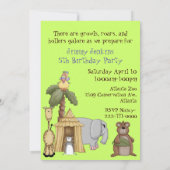 Wilde Tierzoo Geburtstagsparty Einladung (Rückseite)