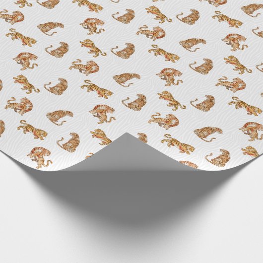 Wilde Tiger: Aquarelltiermuster. Geschenkpapier (Ecke)