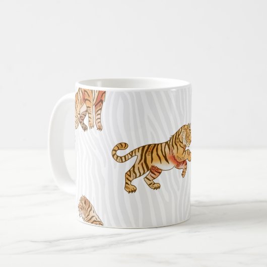 Wilde Tiger: Aquarelltiermuster. Kaffeetasse (Vorderseite Links)