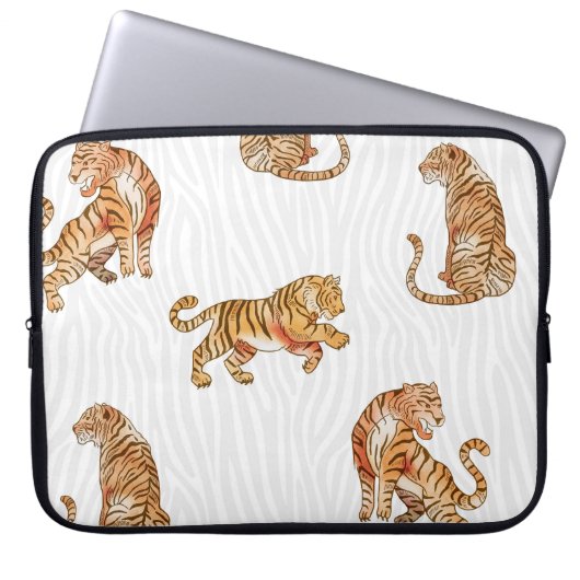 Wilde Tiger: Aquarelltiermuster. Laptopschutzhülle (Vorderseite)