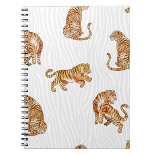 Wilde Tiger: Aquarelltiermuster. Notizblock