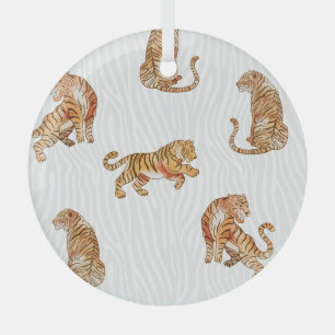 Wilde Tiger: Aquarelltiermuster. Ornament Aus Glas