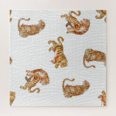 Wilde Tiger: Aquarelltiermuster. Puzzle (Horizontal)