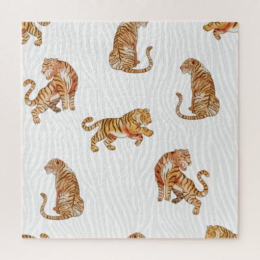 Wilde Tiger: Aquarelltiermuster. Puzzle (Vertikal)