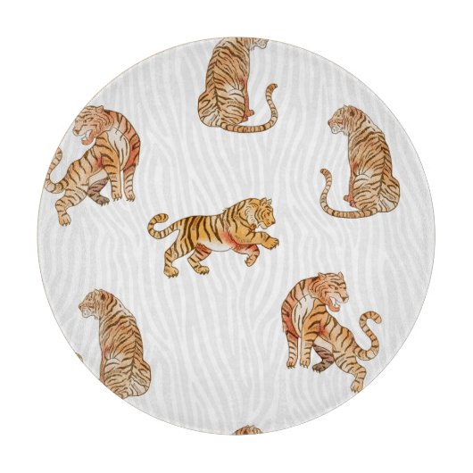 Wilde Tiger: Aquarelltiermuster. Schneidebrett (Vorderseite)