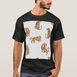 Wilde Tiger: Aquarelltiermuster. T-Shirt