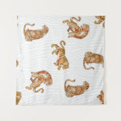 Wilde Tiger: Aquarelltiermuster. Wandteppich (Vorderseite (Horizontal))