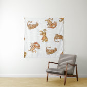Wilde Tiger: Aquarelltiermuster. Wandteppich (Beispiel (Horizontal))