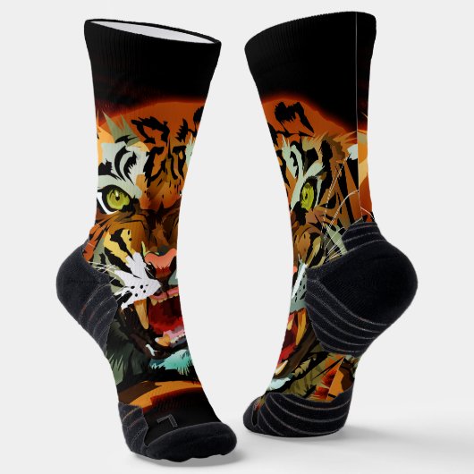 Wilde Tiger Athletic Crew Socken Keck Brüllend (Gewinkelt)