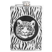 Wilde Tiger-Gesichter auf Tiger-Muster-Flasche Flachmann (Vorderseite)