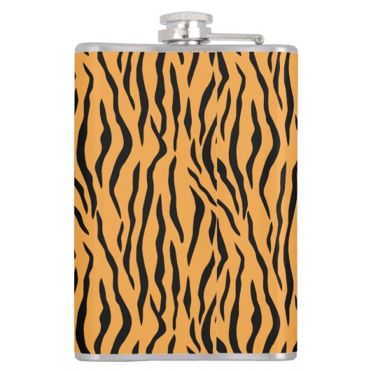 Wilde Tiger-Gesichter auf Tiger-Muster-Flasche Flachmann (Rückseite)