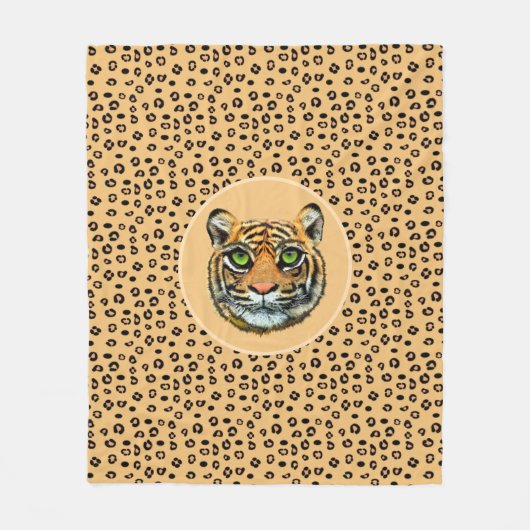 Wilde Tiger-Gesichter auf Tiger-Skin-Muster Fleecedecke (Vorderseite)