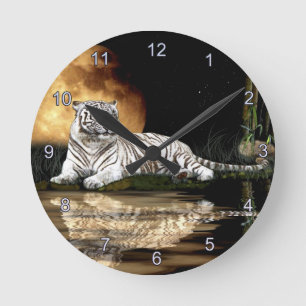 Wilde Tiger-große Katzen-Kunst Tier-Liebhaber Runde Wanduhr