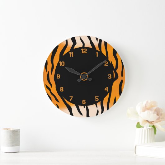 Wilde Tiger Streifen Große Wanduhr (Zuhause)