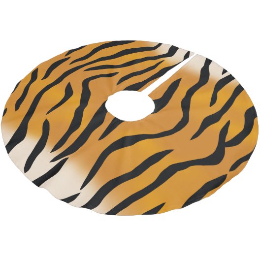 Wilde Tiger-Streifen-Muster Polyester Weihnachtsbaumdecke (Schrägansicht)