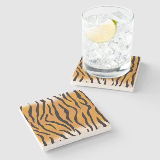 Wilde Tiger-Streifen Steinuntersetzer (Seitenansicht)