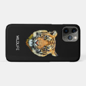 Wilde Tigerfront auf schwarz Case-Mate iPhone Hülle (Rückseite (Horizontal))
