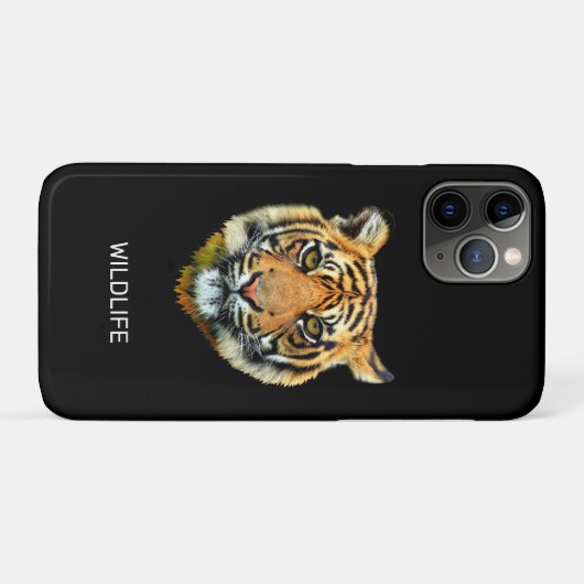 Wilde Tigerfront auf schwarz Case-Mate iPhone Hülle (Rückseite (Horizontal))