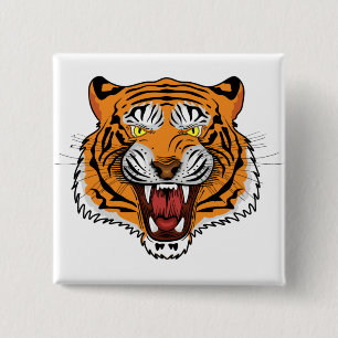 Wilde Tigerkopf-Illustration-24327 Button