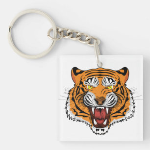 Wilde Tigerkopf-Illustration-24327 Schlüsselanhänger