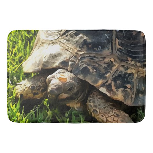Wilde Tortoise im Gras Wiesen Kunst, Dichtung und Badematte (Vorderseite)