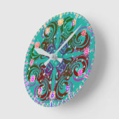 Wilde Trauben Curvy Türkis Green Retro Runde Wanduhr (Winkel)