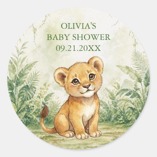 Wilde Tropenjunge Babyshower Geschenkverpackung Runder Aufkleber (Vorderseite)