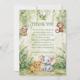 Wilde Tropical Jungle Baby Shower Dankeschön Auto Dankeskarte