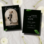 Wilde tropische Blätter und modernes Hochzeitsarsc Save The Date