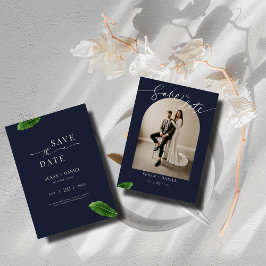 Wilde tropische Blätter und modernes Hochzeitsarsc Save The Date