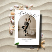 Wilde tropische Blätter und modernes Hochzeitsarsc Save The Date