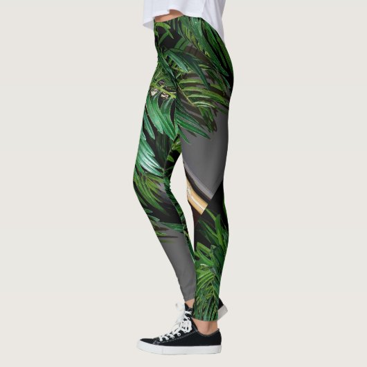 Wilde tropische Dschungel-Palme-Leggings Leggings (Links)