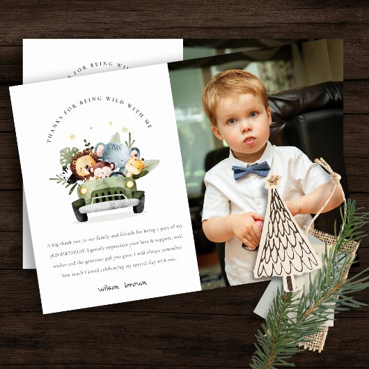 Wilde tropische Jungle Tiere im Foto Car Birthday Dankeskarte