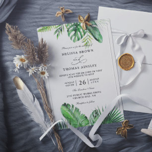 Wilde tropische Palme elegante Budget-QR-Code-Hoch Einladung