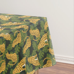 Wilde tropische Safari Leopard-Jungle-Palmen Tischdecke