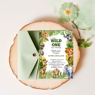 Wilde Tropische Safari-Tiere Baby-Party Einladung