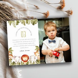 Wilde tropische Safari Tiere Kinder Foto Geburtsta Dankeskarte