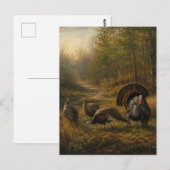 Wilde Truthähne im herbstlichen Wald Postkarte (Vorne/Hinten)
