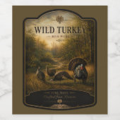 Wilde Truthähne im herbstlichen Wald Weinetikett (Einzelnes Label)